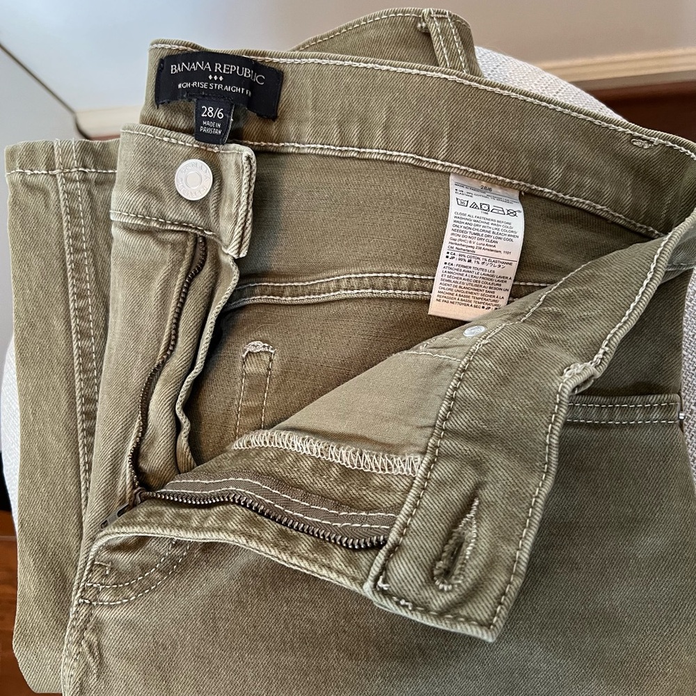 Banana Republic Women’s High Rise Green Denim Straight 28/6